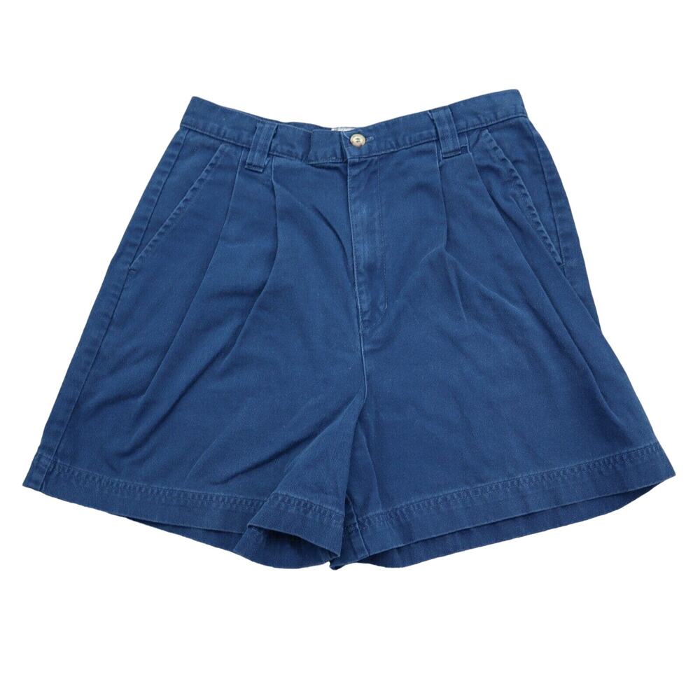 Essentials Shorts Womens 12 Blue Pleated Front High Waist Bermuda Bottomwear